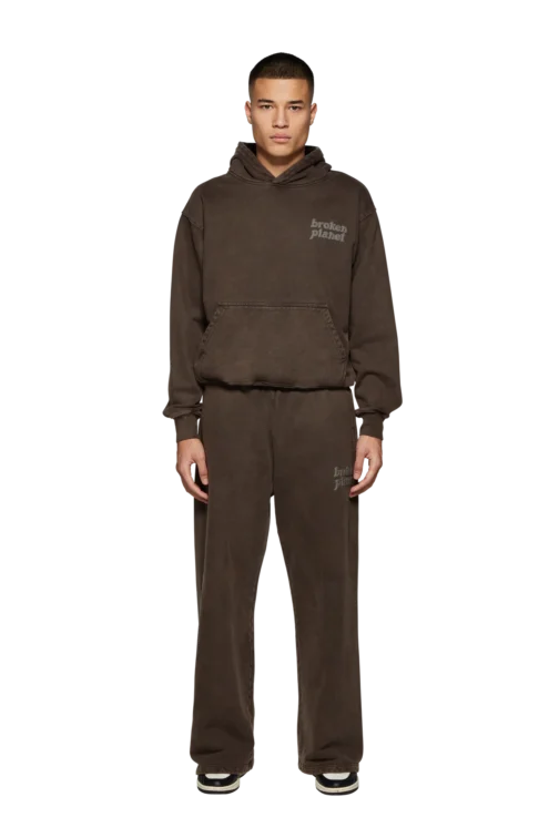 Broken Planet Basics Wide Leg Sweatpants Brown - Image 6