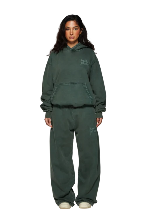 Broken Planet Wide Leg Sweatpants Green - Washed Soot - Image 8