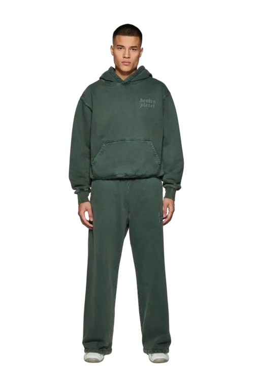 Broken Planet Wide Leg Sweatpants Green - Washed Soot - Image 6