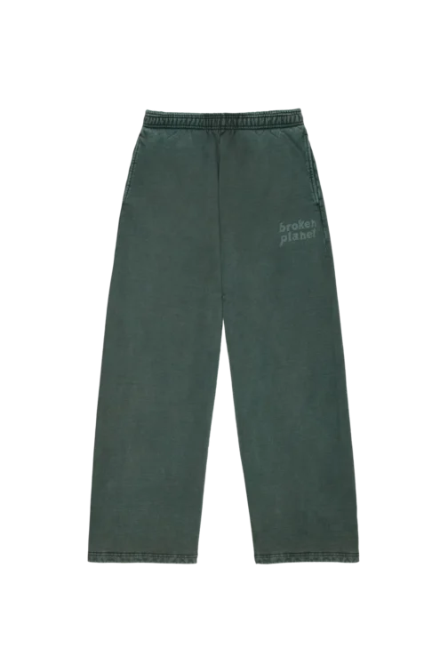 Broken Planet Wide Leg Sweatpants Green - Washed Soot