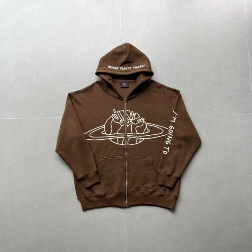 Brown Broken Planet Hoodie - Image 12